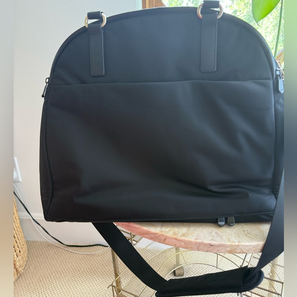 The O.G. 2 Medium Laptop Tote in Black Nylon with Lavender Interior